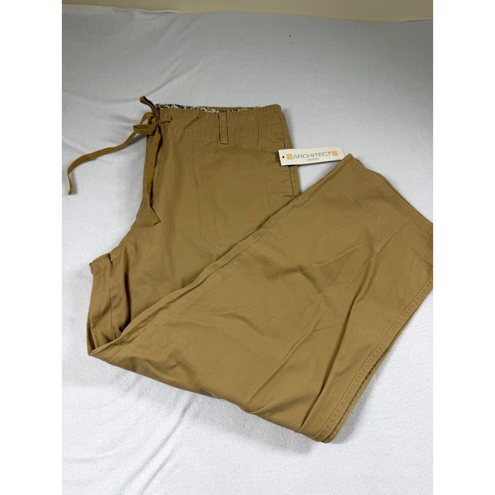 Architect Womens Petites Khaki Cargo Pants Straight Leg Drawstring Pocket 440